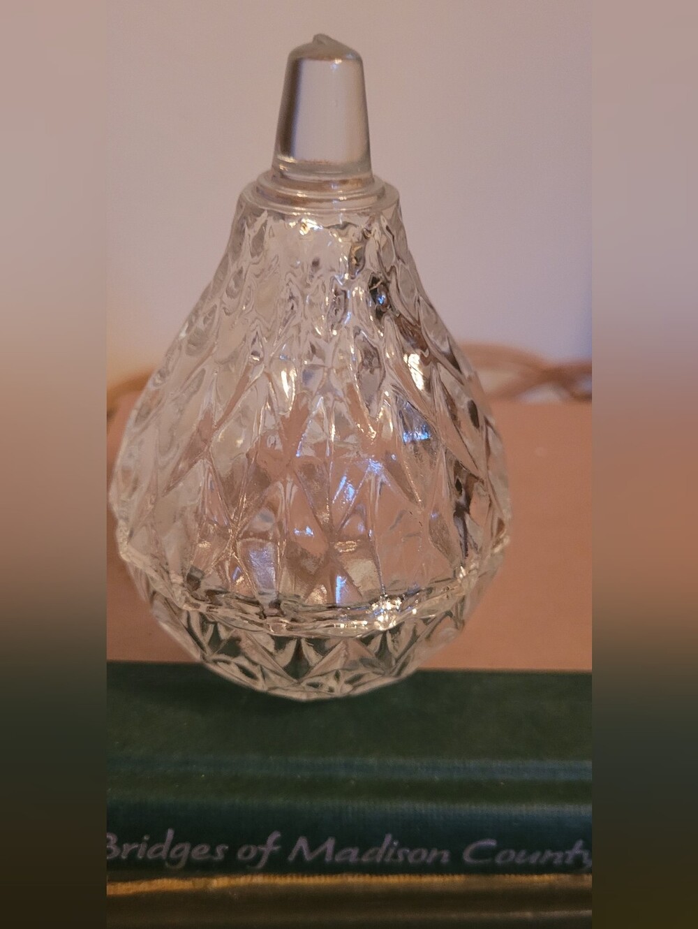 Vintage Pessed Glass Pear Shaped Trinket Box - Home Accents